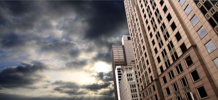 Office building viewed from a low angle