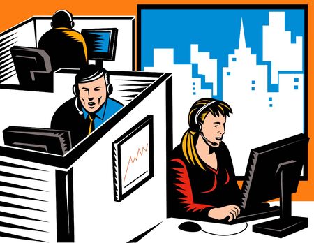 workers working at call centerの写真素材