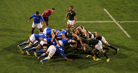 AUCKLAND-Sept. 22: Rugby World Cup 2011 players in the match between South Africa and Namibia at the North Shore Stadium in Auckland, New Zealand on Thursday September 22, 2011.のeditorial素材
