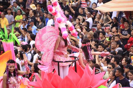 CEBU CITY - Jan 15: Filipino Catholic devotees dance and perform in the Annual Feast of the Child jesus or Sinulog Santo Nino Parade  in Cebu City, Philippines on Sunday, January 15, 2012.のeditorial素材