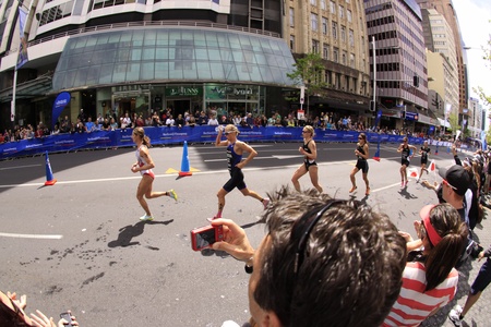 AUCKLAND, New Zealand- Oct. 20,2012: Women participants in the ITU World Triathlon Grand Finale...