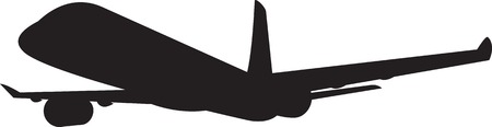 Illustration of a commercial jet plane airliner silhouette on isolated background.のイラスト素材