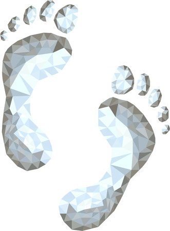 Low polygon style illustration of a footprint set on isolated white background.のイラスト素材