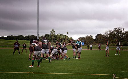 AUCKLAND- APR. 18- Rugby Union club game between Waitemata and Waitakere City at Westpac Trust Stadium in Waitakere , Auckland, New Zealand on Saturday, April 18, 2014.のeditorial素材