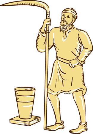 Illustration of a medieval farmerのイラスト素材