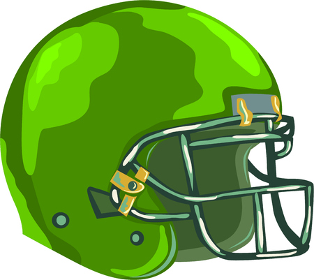 WPA style illustration of an american football green helmet headgear viewed from side set on isolated white background done in retro style.のイラスト素材