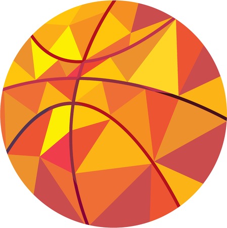 Low polygon style illustration of a basketball ball on isolated white background.のイラスト素材