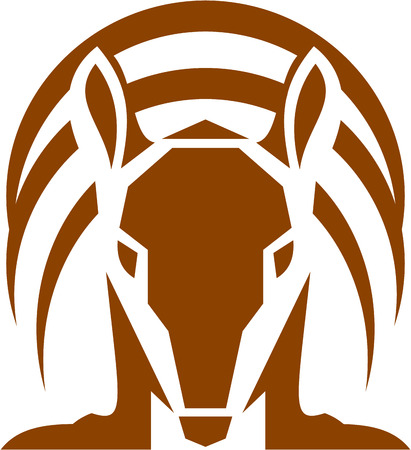 Illustration of an armadillo viewed from front set on isolated white background done in retro style.のイラスト素材