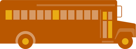 Illlustration of a vintage school bus viewed from the side set on isolated white background done in...