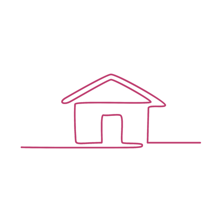 Continuous line illustration of  a house done in monoline style on isolated background.のイラスト素材