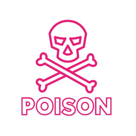 Icon retro style illustration of poison symbol with skull and crossbones on isolated background.のイラスト素材