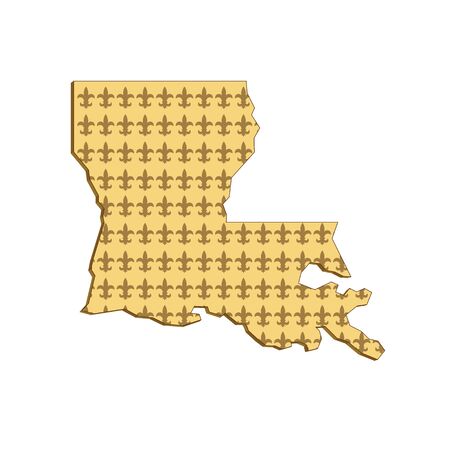 Retro style illustration of an outline of Louisiana state map of United States of America, USA with fleur-de-lis inside on isolated background.のイラスト素材