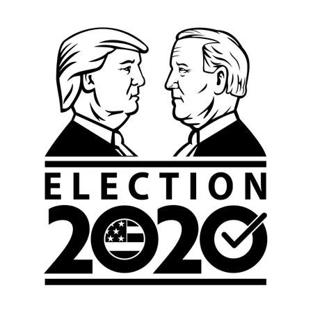 Aug 26, 2020, AUCKLAND, NEW ZEALAND: Black and white illustration of American Presidential Election...