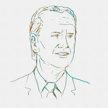 Aug 25, 2020, AUCKLAND, NEW ZEALAND: Watercolor illustration of American politician, former United States 47th vice president and candidate for President in the 2020 US election Democrat Joe Biden.のeditorial素材