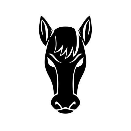 Mascot illustration of a head of a bronco mustang stallion or horse viewed from front on isolated background in retro black and white style.のイラスト素材