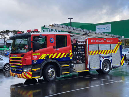 AUCKLAND, New Zealand- Mar.14, 2020: Photo of a fire truck or fire appliance of the Fire and...