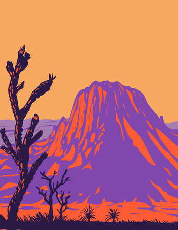 WPA poster art of Big Bend Ranch State Park with Solitario Peak on the Rio Grande in Brewster and Presidio counties in Texas  United States of America USA done in works project administration style.のイラスト素材