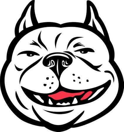 Mascot illustration of head of a Boston terrier dog grinning viewed from front on isolated background in retro style.のイラスト素材