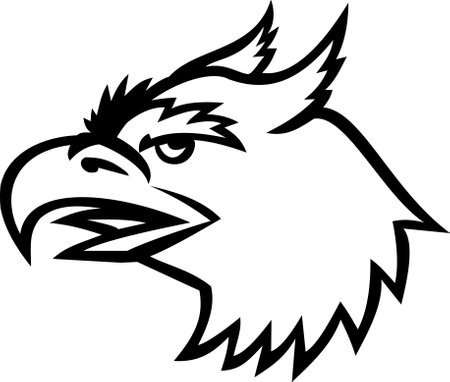 Mascot illustration of head of a head of a roc, an enormous legendary bird of prey in the popular mythology of the Middle East viewed from side on isolated background in retro style.のイラスト素材