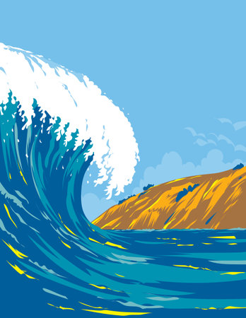 WPA poster art of surf beach at Blackのイラスト素材