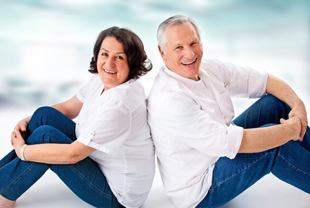 attracitve senior couple having fun togetherの写真素材