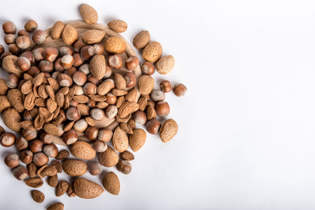 Nuts, dried fruit and almondsの写真素材