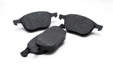 Set of brake pad, maintenance spares for car isolated on whiteの写真素材