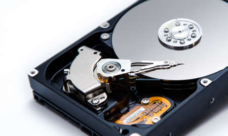 Hard disk isolated on a white background. Computer HDD Hard Disk Drive. Computer Storage Memoryの写真素材