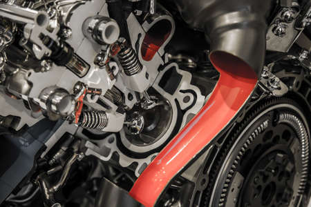 Cross section of an automobile combustion engine, automotive engineer concept.の写真素材