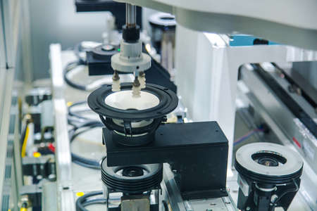 Speaker assembly production , speaker manufactureの写真素材