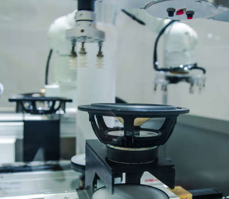 Speaker assembly production , speaker manufactureの写真素材