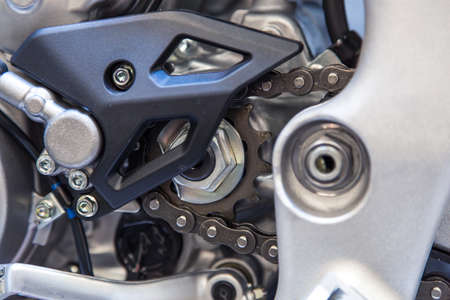 Chain and gear wheel of new motorcycle