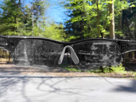 Sunglasses covering the colorful worldの写真素材