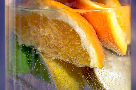 Water with fresh citruses and mintの写真素材