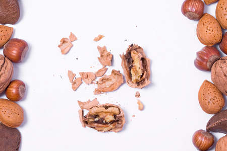 A mixture of different nutsの写真素材