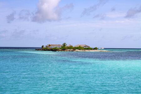 Tropical lonely island on Maldivesの写真素材