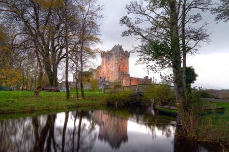 Ross Castle reflected in the river at Killarney, Co. Kerry, Irelandのeditorial素材