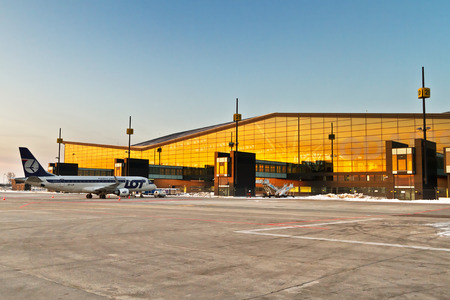 New modern terminal at Lech Walesa Airport in Gdanskのeditorial素材