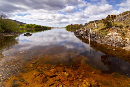 Connemara mountains and lake scenery, Irelandの写真素材