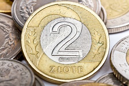 Polish zloty coinsの写真素材