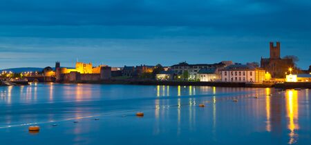 Panorama of Limerick city at dusk, Irelandのeditorial素材