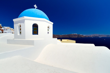 Church Cupolas of Oia town on Santorini island, Greeceの写真素材