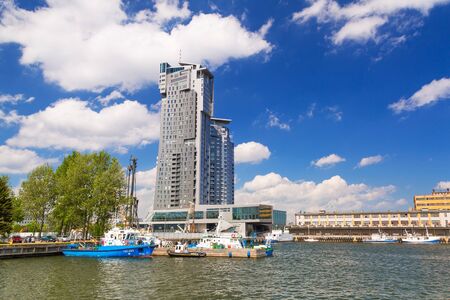 Modern architecture of Sea Towers skyscraper in Gdyniaのeditorial素材