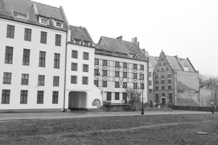 Old town of Elblag in black and white, Polandのeditorial素材