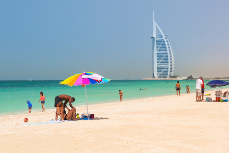 People on the Jumeirah Beach in Dubai, UAEのeditorial素材