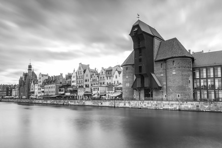 The medieval port crane over Motlawa riverのeditorial素材