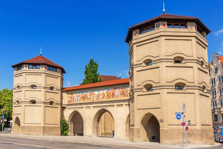 The Isartor gate of the medieval city wall in Munich, Germanyのeditorial素材