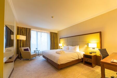 Luxury bedroom of DoubleTree by Hilton Hotel and Conference Centre in Warsaw, Polandのeditorial素材