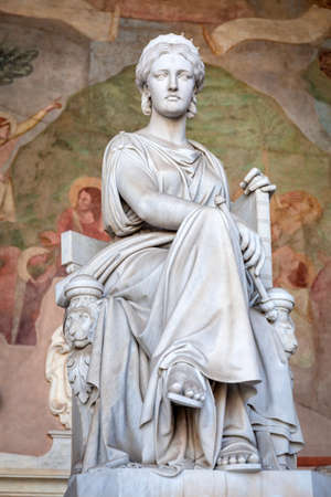 Sculpture in the Monumental Cemetery at the Leaning Tower of Pisa, Italyの写真素材