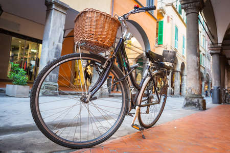 Old fashion bicycle on the street of Pisa, Italyの写真素材